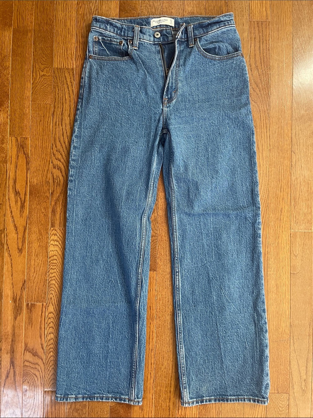 Abercrombie & Fitch Medium Blue High-Rise Straight Jeans